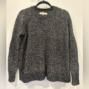 Loft cotton blend black and white speckled boxy crew neck sweater size xs